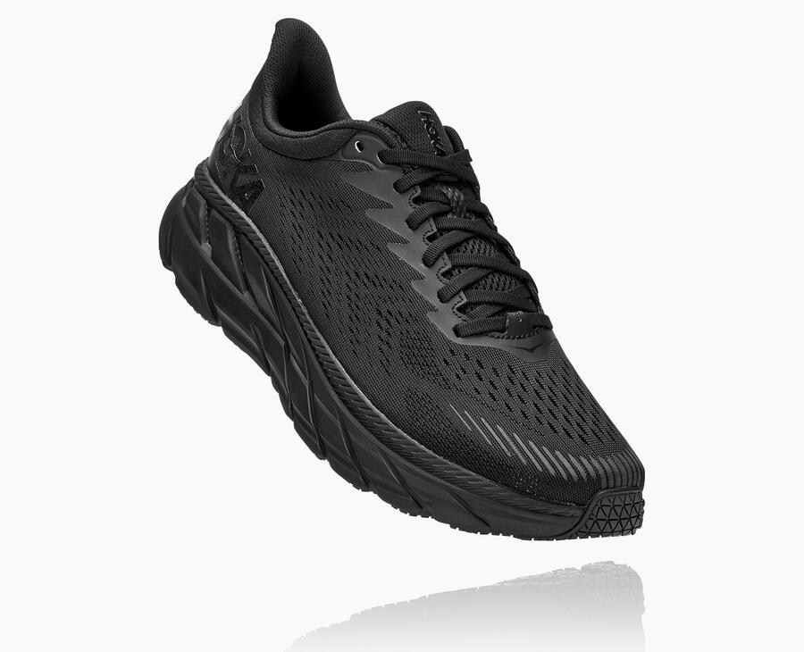 Hoka One One Clifton 7 - Men's Running Shoes - Black - UK 624YJKPSM
